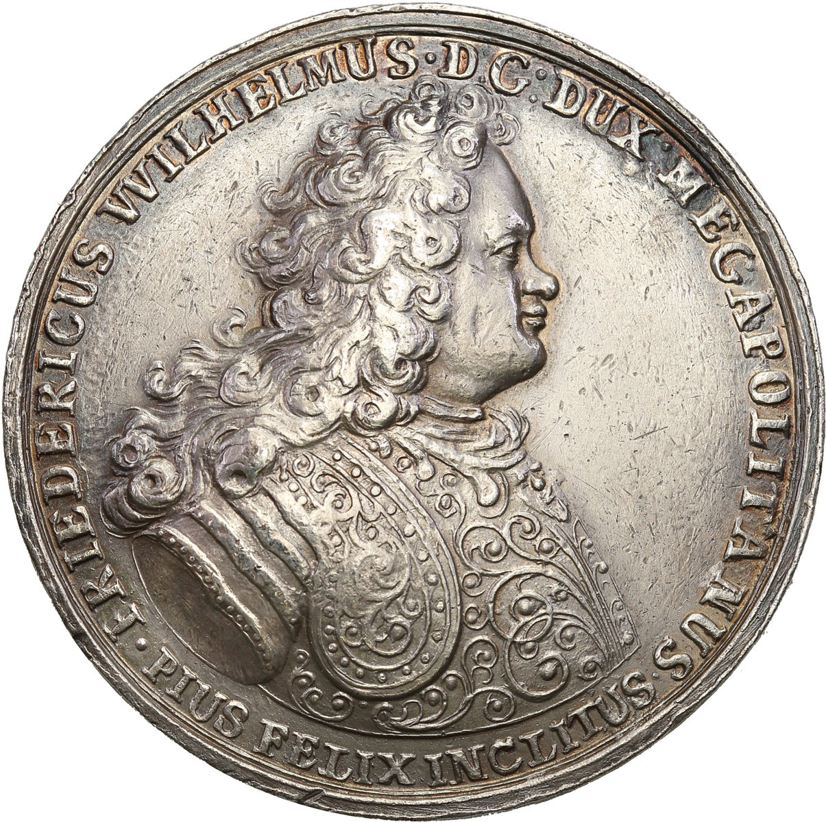 Niemcy, Mecklenburg-Schwerin. Medal jednostronny Friedrich Wilhelm - galawan, srebro